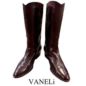Vintage VANELI Leather Boots, Italian Made, Tall Brown Sz 9.5 GORGEOUS Condition